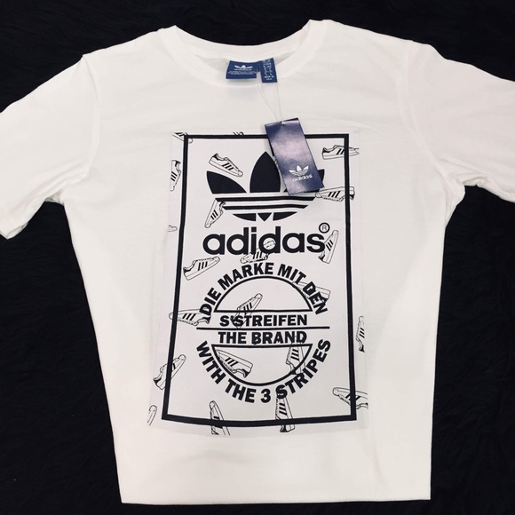🚨NWT🚨 WHITE ADIDAS TREFOIL TEE SHIRT - Picture 2 of 6